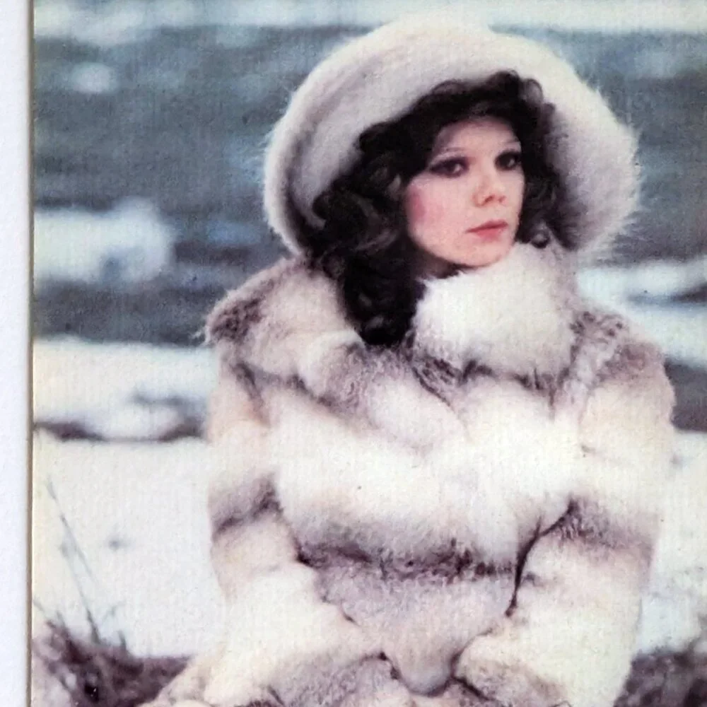 Vintage Russian Soviet USSR Pocket Calendar Sojuzpushnina Girl in Fur Coat 1975